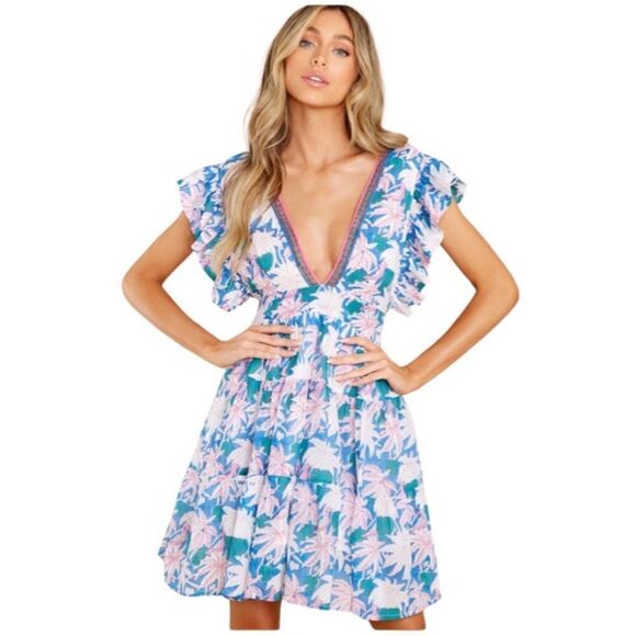 Oliphant Cross Back Mini Dress in Cayman Blue, Size Medium. NWT! - Picture 10 of 16